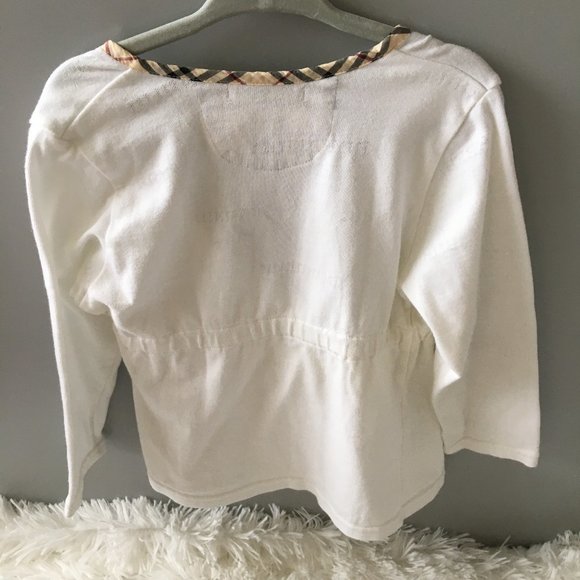 BURBERRY White Nova Check lined Wrap Shirt Size 3 - Picture 7 of 7